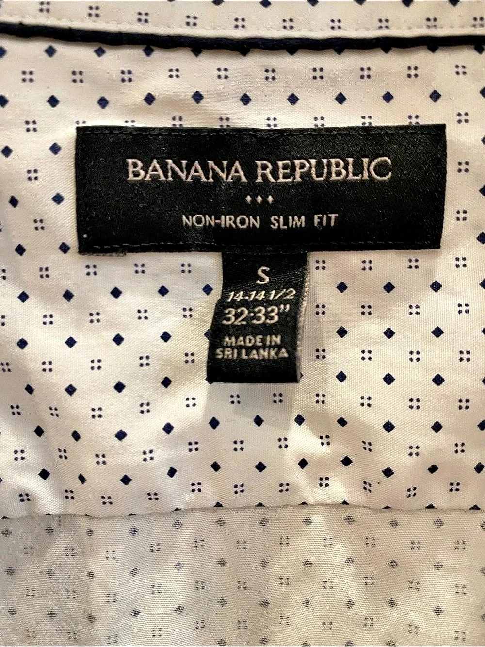 Banana Republic Non-Iron Slim Fit Shirt White & Blue Small Like New